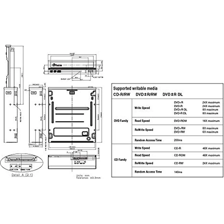 Plextor PX-891SAF DVD-RW-Brenner, 24-Fach, SATA, Dual Layer, Schwarz – Bild 7