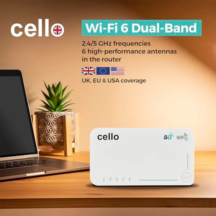 Cello Tragbarer 5G-Reiserouter AX1800, WiFi 6 Hotspot mit SIM-Slot, Qualcomm X55, Dualband 2,4/5 GHz, 4000-mAh-Akku, SIM-Lock-frei – Bild 5