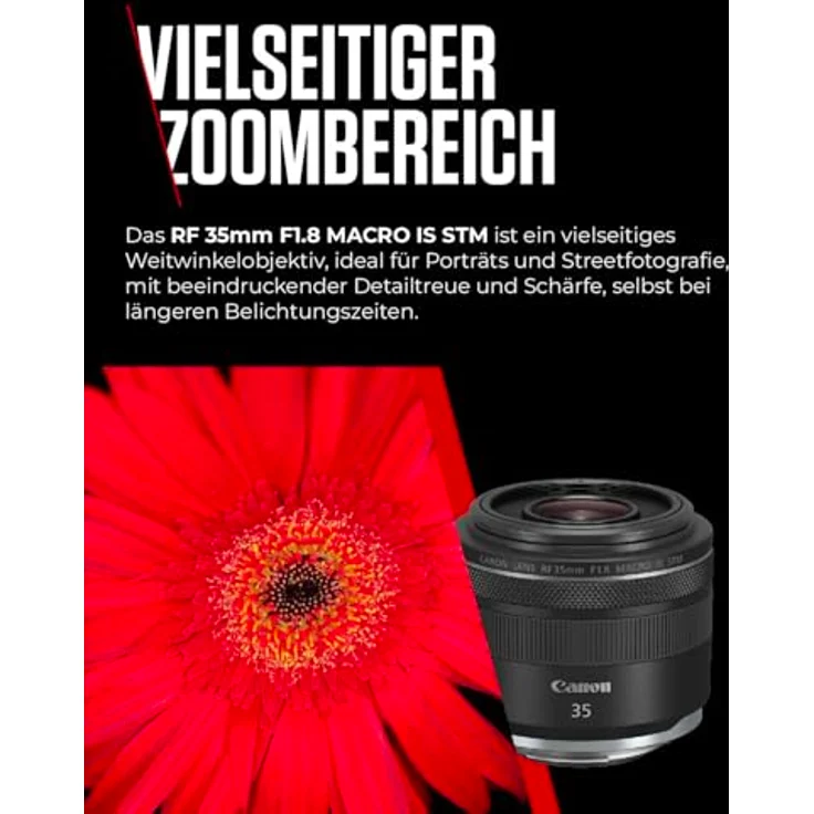 Canon Objektiv RF 35mm F1.8 IS STM Makro für EOS R (Festbrennweite, 52mm Filtergewinde, Bildstabilisator, Autofokus) schwarz – Bild 4