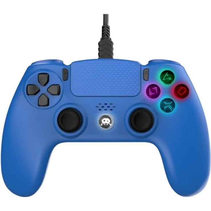 Trade Invaders Freaks and Geeks, Kabelgebundener PS4 Controller mit 2 Vibrationen, 3M Kabel und 3,5mm Klinke, Blau – Bild 2