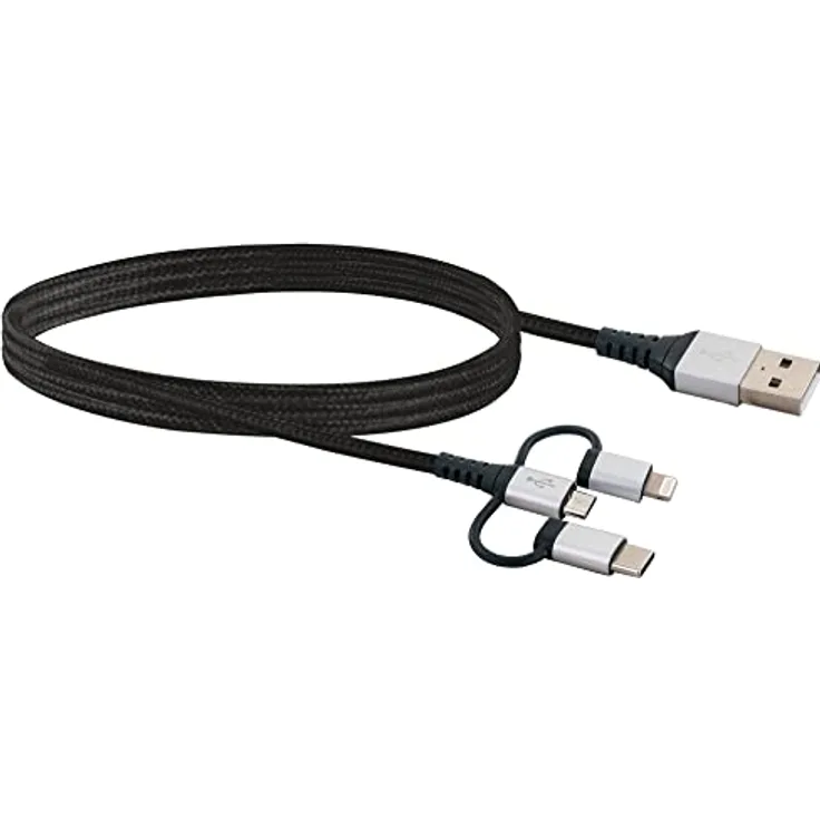 SCHWAIGER -LKU100 533-3-in-1 Sync & Ladekabel (1,5m) zum Synchronisieren oder zum Laden eines Gerätes | für Smartphone, Tablet, etc. | Idealer Begleiter im Alltag oder auf Reisen