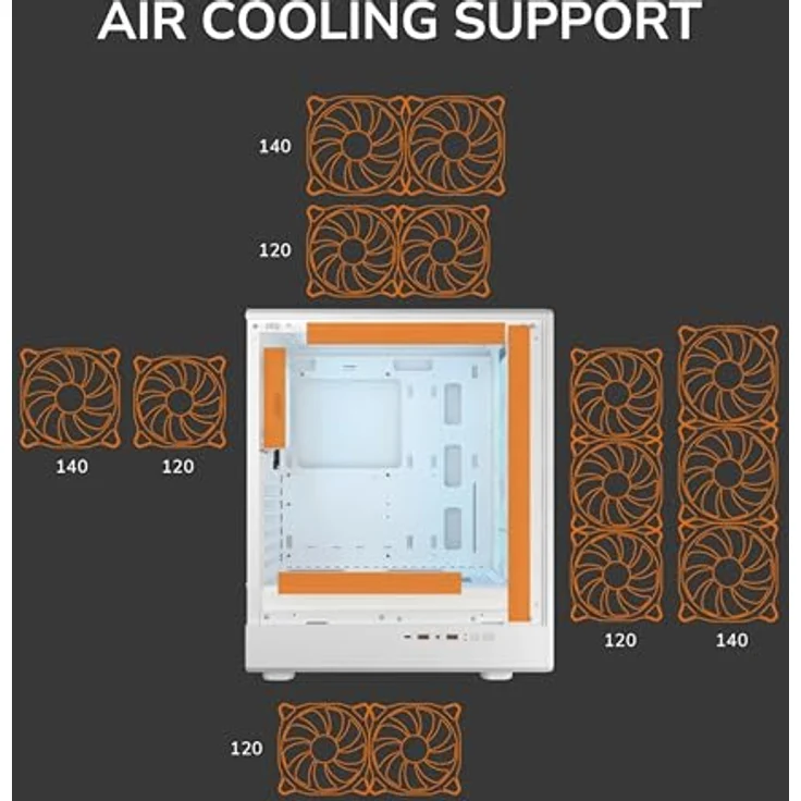 Cougar Airface Pure PRO Midi-Tower Gehäuse, ARGB, Weiss, für ATX, mATX und Mini-ITX, optimierte Kühlung und Seitenfenster – Bild 6