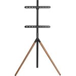 Sinox Tripod TV Gulvstand, drehbar für 45"-65" Fernseher, dunkles Holz/schwarz, stabiler Standfuß, 32 kg