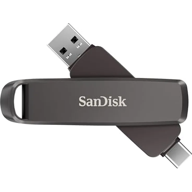 SanDisk Extreme PRO Dual Drive, 256 GB USB Stick mit USB-C und USB-A, langlebiges Metallgehäuse, Schwarz