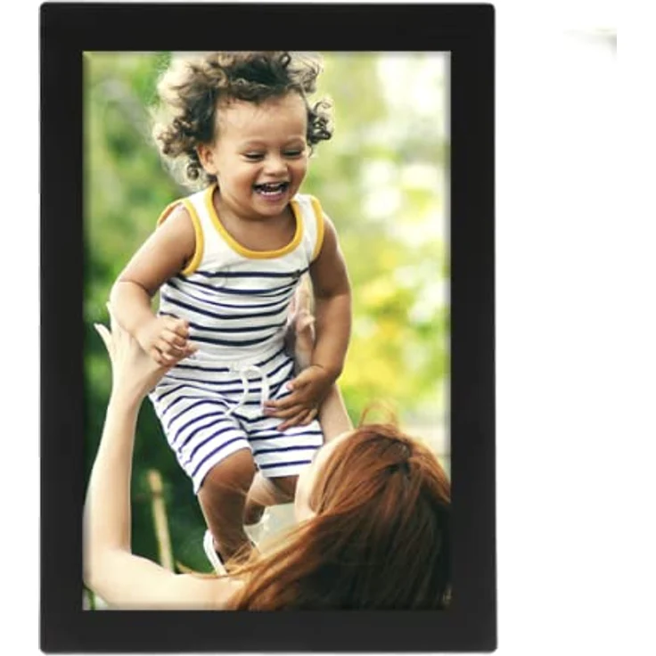 Denver PFF1037 Digitaler Bilderrahmen mit Glasdisplay und WiFi, 10.1 Zoll, Elektronischer Bilderrahmen 16GB mit FRAMEO App, IPS Touchscreen, Auto-Rotate, Micro SD Slot, Schwarz – Bild 2