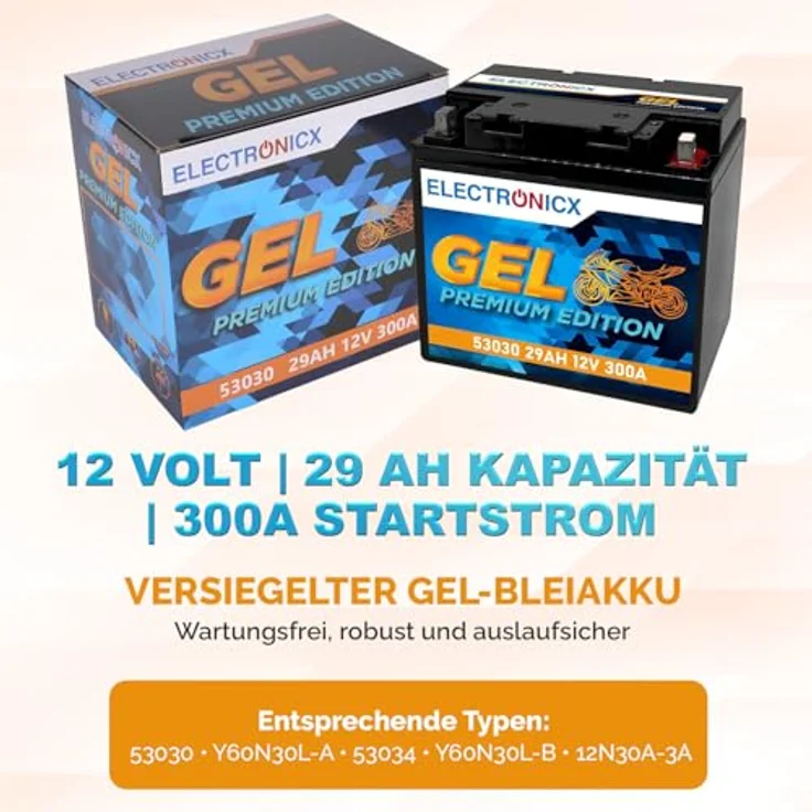 Electronicx Extreme Edition GEL Batterie 29Ah 12V, wartungsfrei, auslaufsicher, vibrationsfest für Motorrad, Roller und Quad – Bild 5