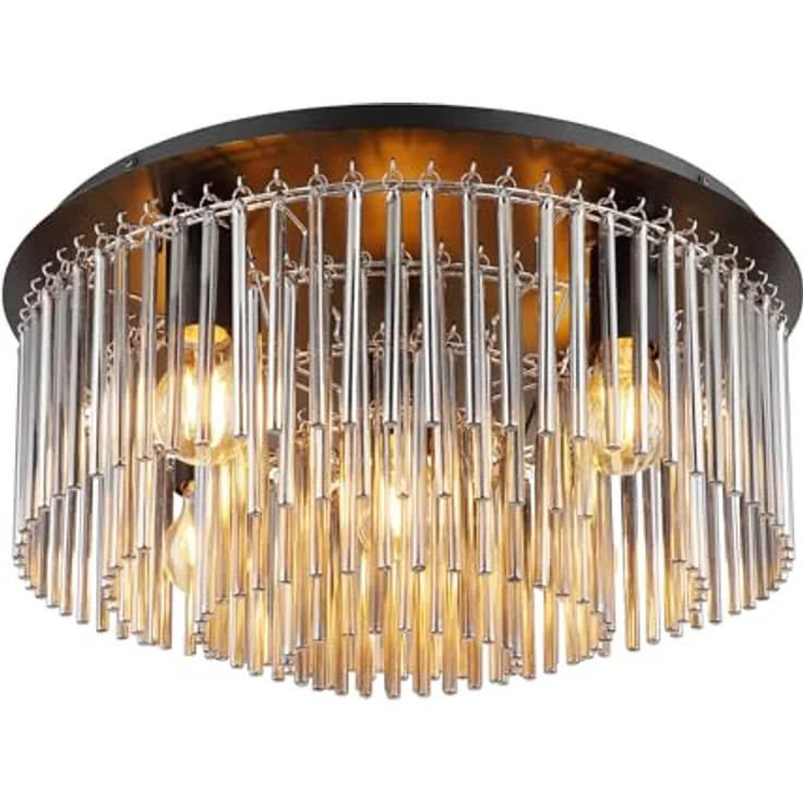 Globo Deckenleuchte Schwarz mit Glas Lampenschirm in Rauchfarben, Ø 50cm, 15698D1, Smarte Deckenbeleuchtung – Bild 2