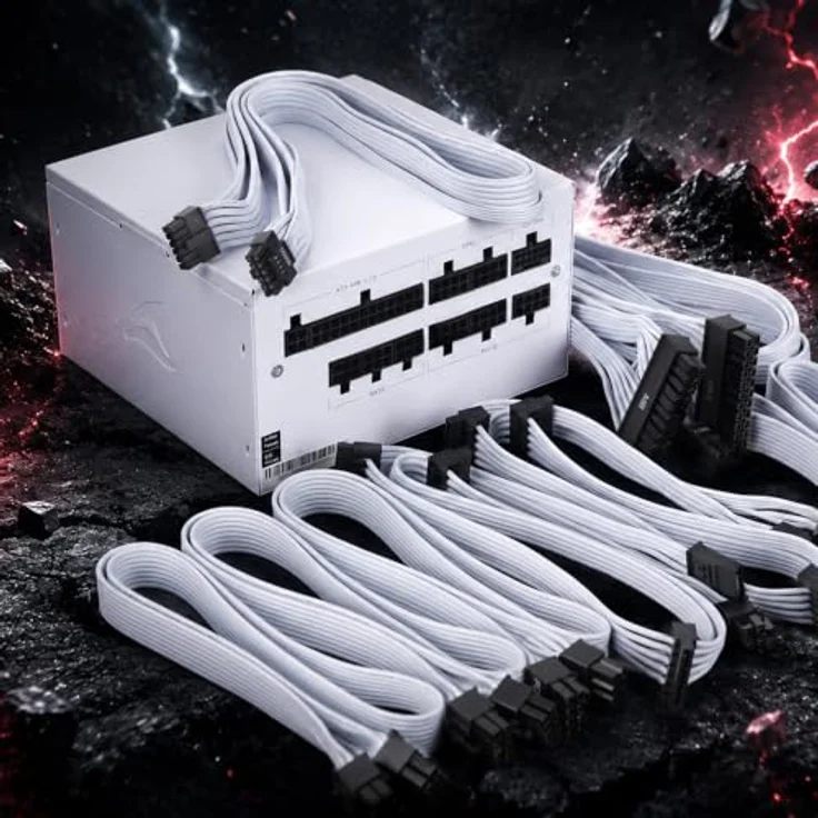 Sharkoon Rebel P20 Gen2 850 White, PC-Netzteil mit ATX-3.1-Kompatibilität, Cybenetics-Gold-Zertifizierung und komplett modularen Kabelmanagement – Bild 5