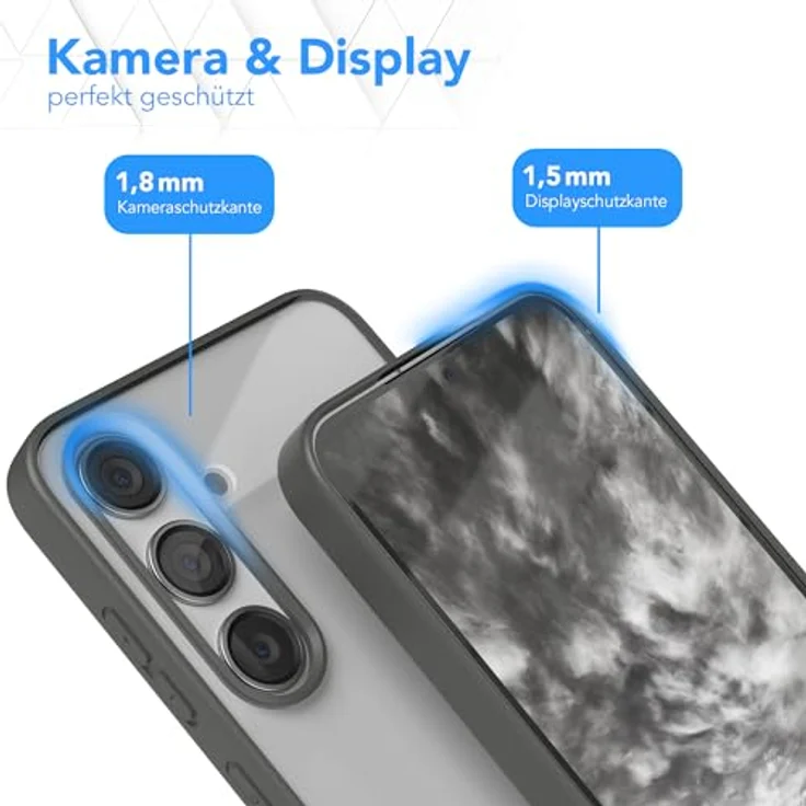 EAZY CASE Clear Hybrid Bumper Hülle kompatibel mit Samsung Galaxy S24 Plus, ultraschutz mit Kameraschutz, stoßfest, kratzfest, anthrazit grau – Bild 3