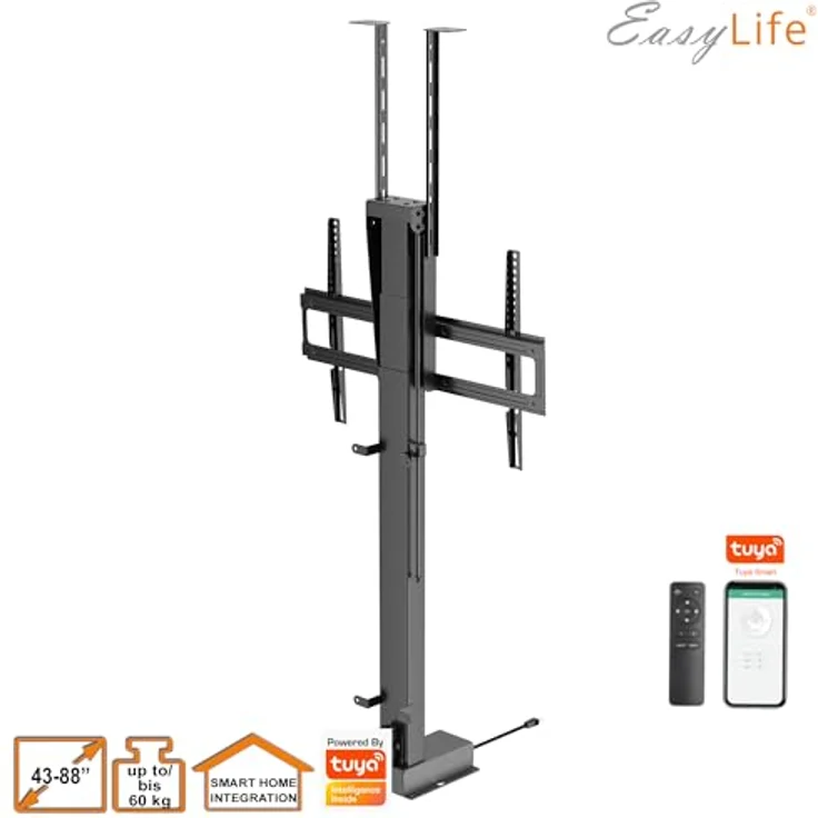 EasyLife EL-LM-SHND88S, motorisierter TV Lift mit Smart Home Funktion, elektrisch ausfahrbar & absenkbar, für 43-88 Zoll, VESA bis 600x400, schwarz – Bild 5