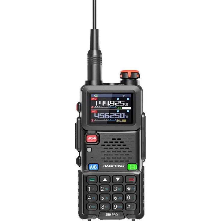 INSMA Baofeng UV-5RH PRO Walkie Talkie mit GPS, 10W Leistung, Dualband, NOAA Wetterfunk, wiederaufladbar, schwarz