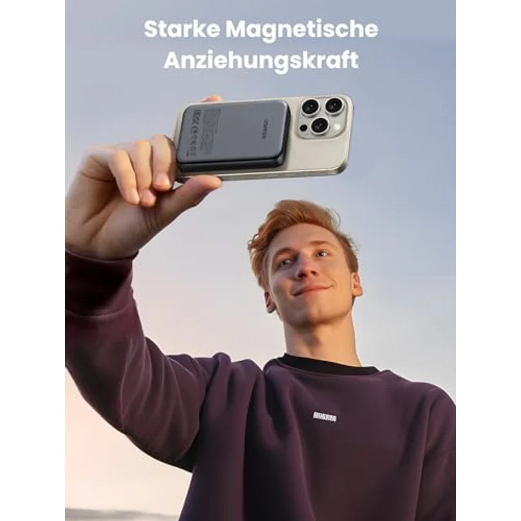 UGREEN Nexode Wireless Powerbank 10000mAh Schwarz – Magnetische Power Bank mit USB-C 20W, kabellose Externe powerbank MagSafe kompatibel mit iPhone 16 Pro Max/16 Pro/16/15 Pro Max/Pro/15/14 – Bild 4