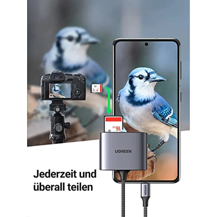 UGREEN USB C 104 MB/S Kartenleser Type C Card Reader, ultraschnelle Datenübertragung bis zu 5Gbps, kompatibel mit iPhone 15 Pro/Pro Max, Galaxy S23+/S23 Ultra, iPad Pro/Air, MacBook Pro/Air usw. – Bild 4