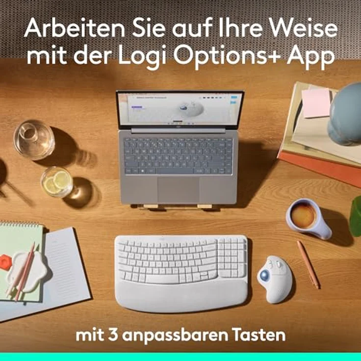 Logitech ERGO M575S kabellose Trackball-Maus, ergonomische Maus mit Daumensteuerung und Bluetooth, für PC/Mac - Weiß – Bild 5