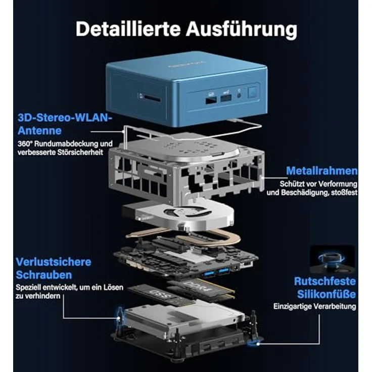 GEEKOM IT12 Mini PC mit Intel i5-12450H, 16GB DDR4 RAM, 512GB SSD (erweiterbar bis zu 4TB), Windows 11 Pro, Wi-Fi 6E, Bluetooth 5.2, 2.5G LAN, 2x USB4, 8K Unterstützung, für Home & Office – Bild 5