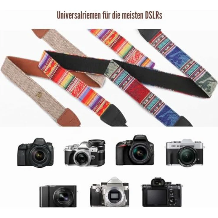 MoKo Kameragurt, Baumwolle Leinwand Tragegurt, Geflochten und Verstellbar, Schulter- und Nackengurt für DSLR-Kameras, kompatibel mit Canon, Fuji, Nikon, Olympus, Pentax, Sony - Khaki – Bild 2
