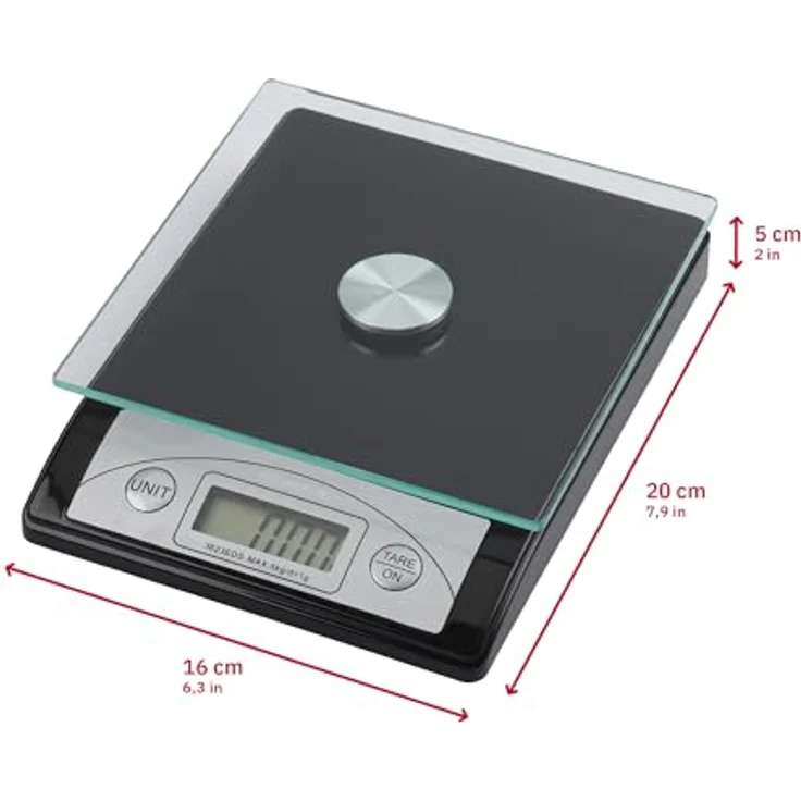 Genie 3623 EDS Digitale Briefwaage (von 1 g bis 5000 g, aus robustem Kunststoff inkl. Glasteller, LCD Anzeige) schwarz – Bild 6