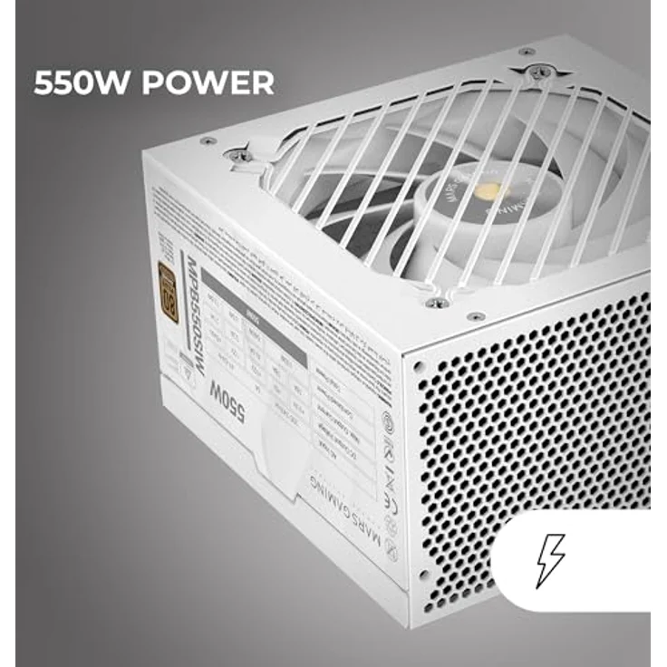 Mars Gaming MPB550SI, ATX-Netzteil 550W, 80Plus Bronze, 90% Effizienz, 7 Jahre Garantie, AI2-RPM-Technologie, weiß – Bild 4