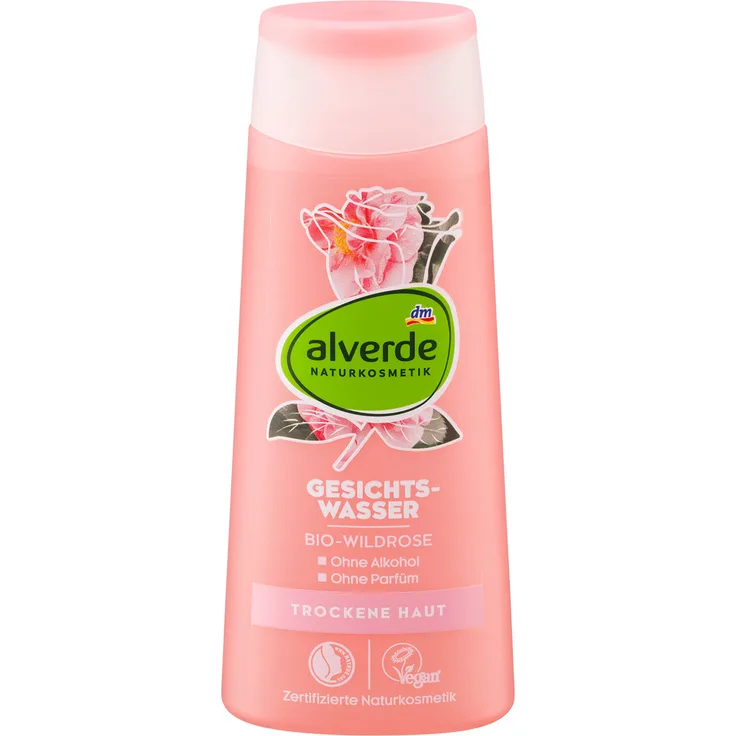 alverde Wildrose Gesichtswasser 200ml – erfrischendes Naturkosmetik-Tonic ohne Mikroplastik für sanfte Gesichtsreinigung