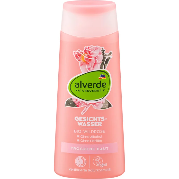 alverde Wildrose Gesichtswasser 200ml – erfrischendes Naturkosmetik-Tonic ohne Mikroplastik für sanfte Gesichtsreinigung