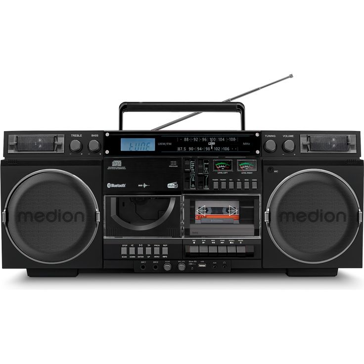 MEDION LIFE® P66538 Retro-Boombox, DAB+/UKW, Bluetooth® 5.3, CD-Player, Kassettendeck, X-Bass, 2x10W RMS – Bild 1