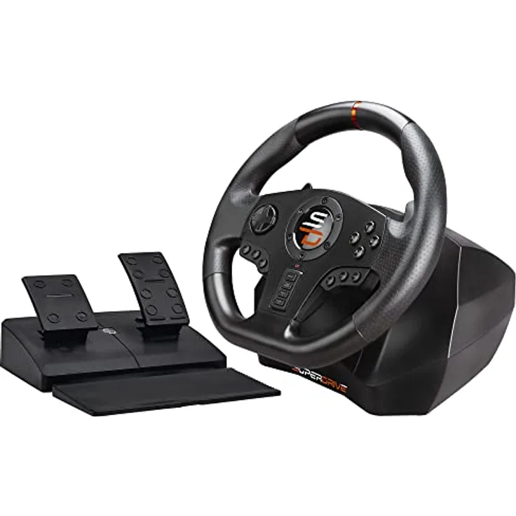 Superdrive - SV710 Rennlenkrad/lenkrad mit Fußpedalen, Schaltwippen und Vibration - PC-kompatibel (programmierbar für alle Spiele)