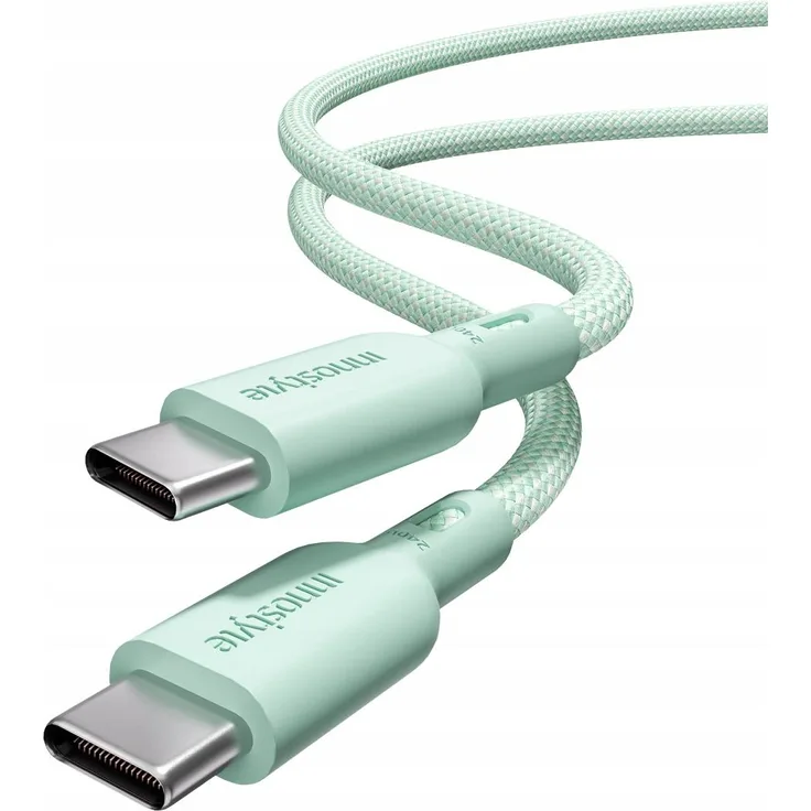Innostyle USB-C Polyamid Schnellladekabel 240W 2m Mint, für iPhone & Samsung, Hochgeschwindigkeits-Datenübertragung, verstärktes Design