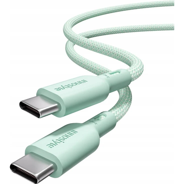 Innostyle USB-C Polyamid Schnellladekabel 240W 2m Mint, für iPhone & Samsung, Hochgeschwindigkeits-Datenübertragung, verstärktes Design