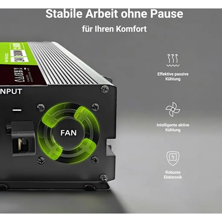Green Cell DC to AC Wechselrichter, 3000 Watt Netzteil, 80 Plus, Schwarz – Bild 6