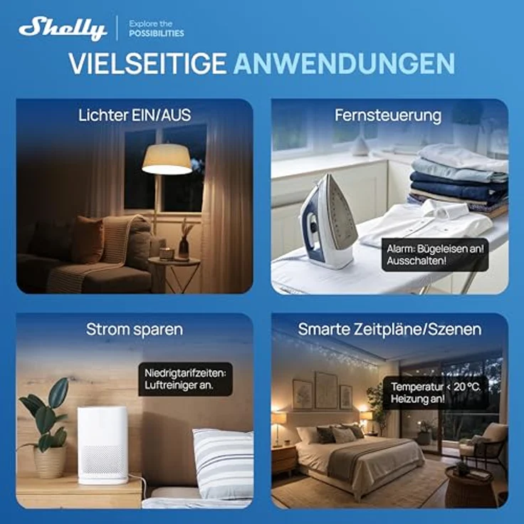 Shelly Power Strip 4 Gen4 Weiß, Smarte Mehrfachsteckdose mit 4 Schuko-Steckdosen, Leistungsmessung, Matter & WLAN, Zigbee, Google, Alexa, Keine Hub erforderlich, 3500W, Zeitschaltuhr – Bild 4
