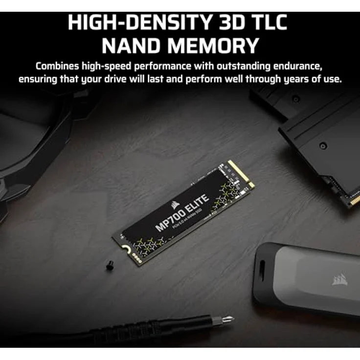 Corsair MP700 Elite 1TB PCIe 5.0 x4 NVMe M.2 SSD – Bis zu 10,000MB/sec – Hohe Dichte 3D TLC NAND – M.2 2280 – Kompatibel mit DirectStorage – Schwarz – Bild 5