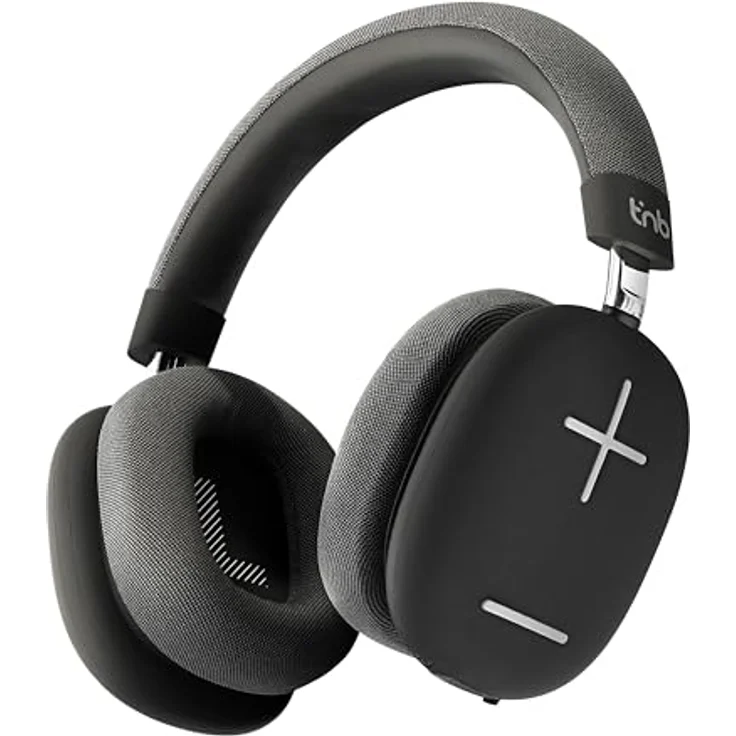 T'nB Bounce Max, Bluetooth Kopfhörer mit passiver Geräuschunterdrückung, 50 h Akkulaufzeit, kabelgebunden und kabellos, Schwarz/Grau – Bild 1