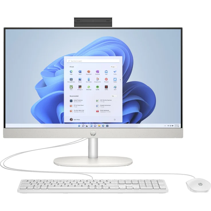 HP 24-cr0009ng All-in-One-PC, 60,5 cm (23.8"), AMD Ryzen™ 3, 8 GB RAM, 512 GB SSD, Windows 11 Home, Starry White – Bild 1