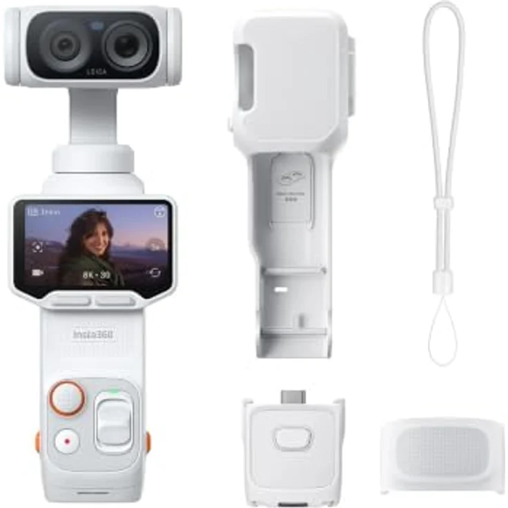 INSTA360 Luna Ultra Standard Bundle (Weiß), 8K Kameragimbal mit abnehmbarem 2"-OLED-Touchscreen, 12x Zoom und Fernbedienung – Bild 1