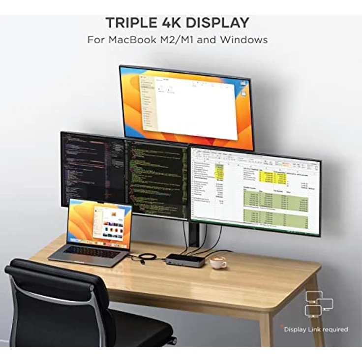 SATECHI Triple 4K Dockingstation, USB-C Dockingstation 13-in-1, mit 100W PD, 2 DisplayPort, 3 HDMI, 4 USB-C, USB-A, Gigabit-Ethernet und Audio-Buchse – Für MacBook und Windows – Bild 3