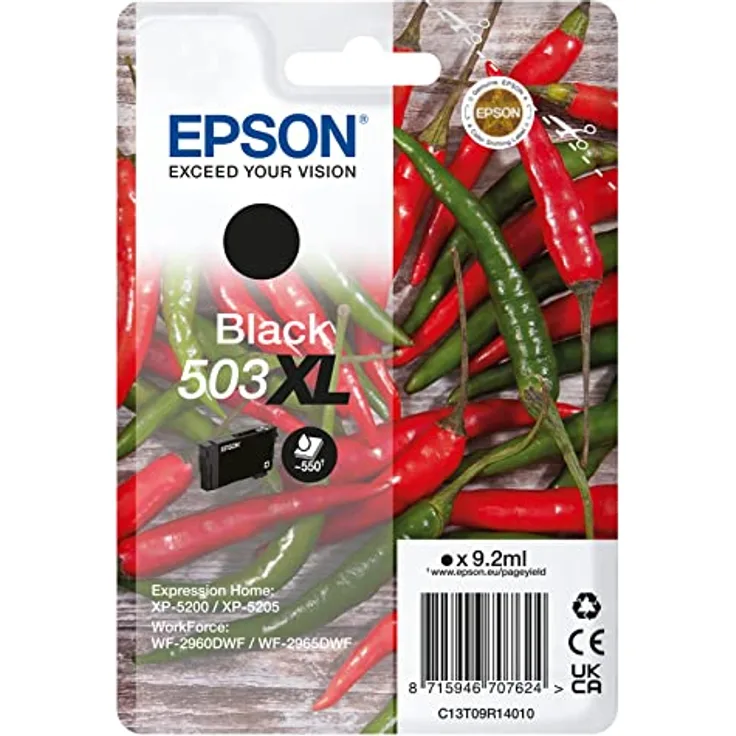 Epson Original 503XL Tinte Chili Singlepack schwarz XL, XP-5200 XP-5205 WF-2960DWF WF-2965DWF, ReadyPrint Flex-Tintentarife
