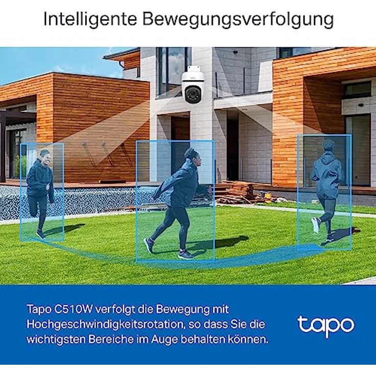 TP-Link Tapo C510W überwachungskamera aussen, WLAN IP Kamera, 360° Schwenk-/Neige WLAN-Kamera, 2K Auflösung, Vollfarbige Nachtsicht, IP65 wasserdicht, Intelligente Bewegungsverfolgung, Zwei-Wege-Audio – Bild 3