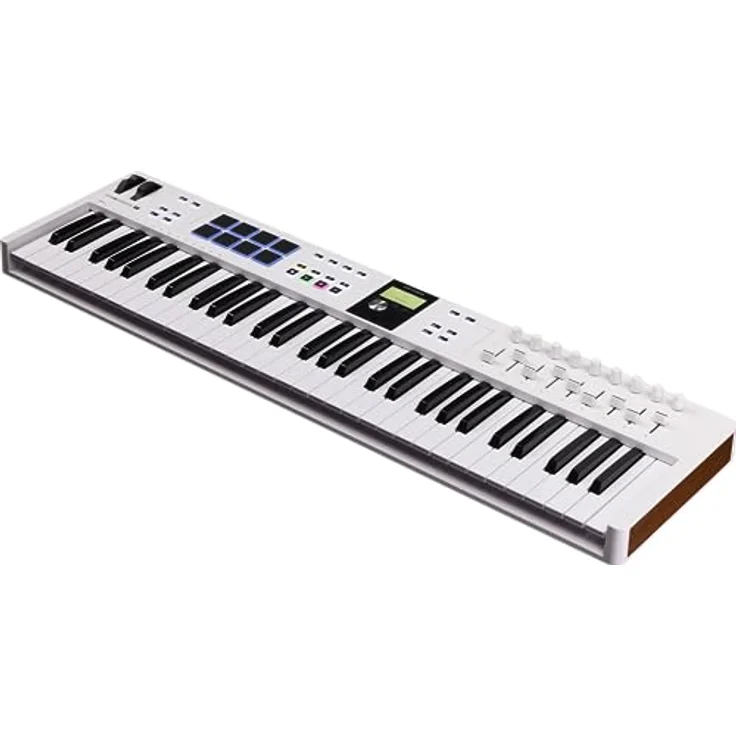 Arturia - KeyLab Essential 61 mk3 - MIDI Controller-Keyboard für die Musikproduktion - 61 Tasten, 9 Drehregler, 9 Fader, ein Modulationsrad, ein Pitch-Bend-Rad, 8 Pads - Weiß – Bild 1
