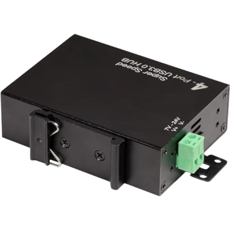 LogiLink 4-Port USB 3.0 Hub, Industrieausführung mit Netzteil, 5 Gbit/s, 10 W, Schwarz, Überstrom-, Überspannungs- und Kurzschlussschutz – Bild 4