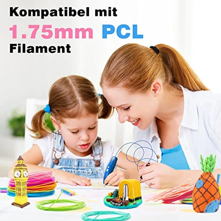 ANCHARA 3D Stift Filament PCL 1,75mm, 20 Farben Set (je 10m), ungiftig und kinderfreundlich für niedrige Temperaturen, 3D Druck Zubehör – Bild 5