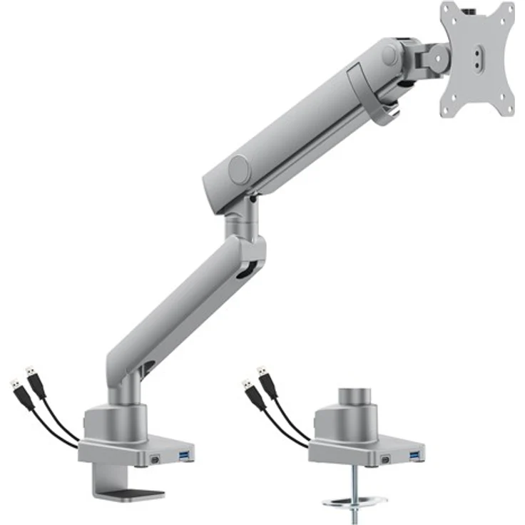 DUTZO Monitorarm Pro+ für 1 Monitor (17"-40"), VESA-kompatibel mit 1 x USB-A & 1 x USB-C, weiße Ausführung