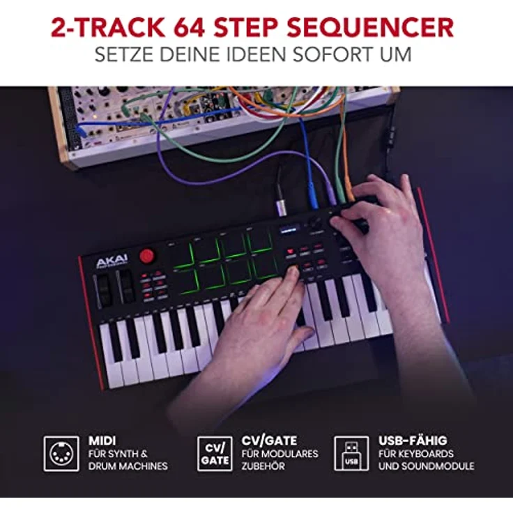 AKAI Professional MPK Mini Plus - 37-Tasten USB MIDI Keyboard Controller mit 8 RGB MPC Pads, Drehreglern und Musikproduktionssoftware für PC und Mac – Bild 4
