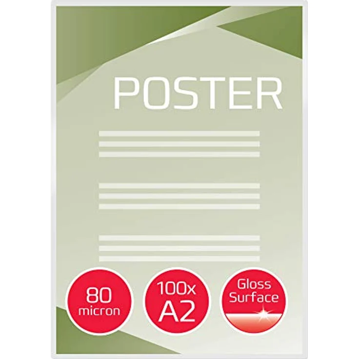 GBC Laminierfolien A2 80 mic, Robuste Laminiertaschen im 100er Pack, Großformat, Glänzend, Transparent, Ideal für Büro & Schule, IB589782 – Bild 2