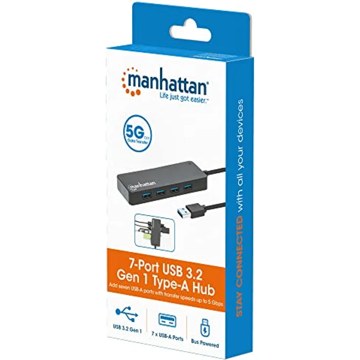 Manhattan 7-Port USB Hub A-Stecker A-Buchse 5Gbit/s schwarz – Bild 5