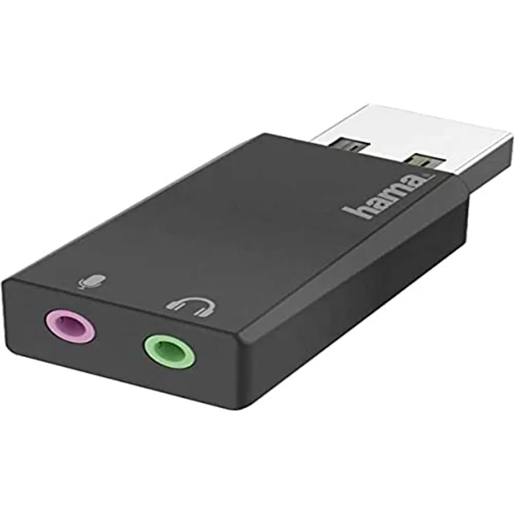 Hama Externe Soundkarte, USB Klinke Adapter (USB Soundkarte für Windows und Mac, Stereo Adapter zum Anschluss von Kopfhörer, Lautsprecher, Mikrofon, Headset an Computer, PC, Laptop, Tablet, PS4, PS5) - Preisvergleich