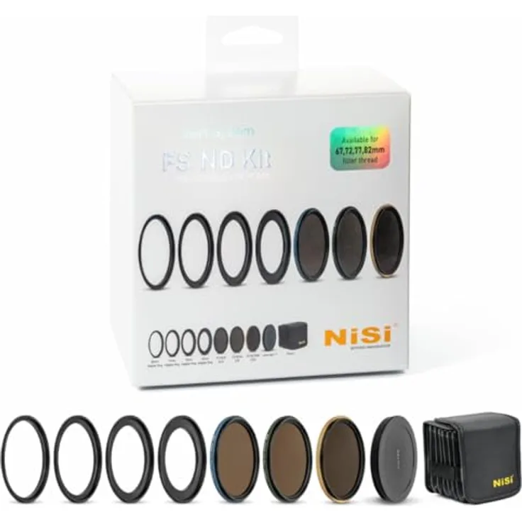 NiSi Swift FS ND Filter Kit für 67mm / 72mm / 77mm / 82mm (inkl. Swift ND0.9, ND1.8, ND3.0) - Wasserdichter Kamera-Filter Kit (Schwarz)