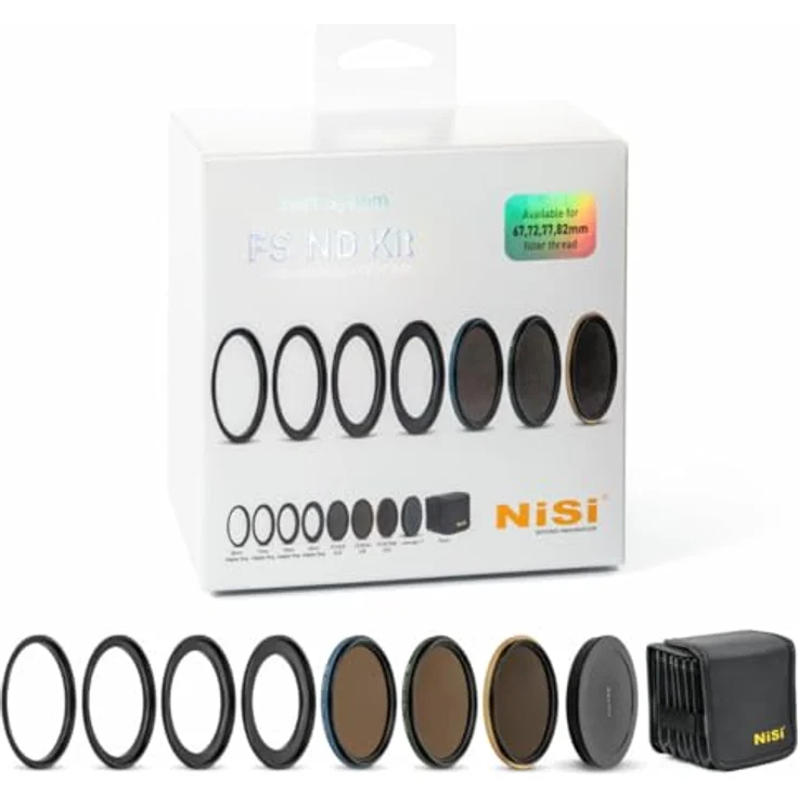 NiSi Swift FS ND Filter Kit für 67mm / 72mm / 77mm / 82mm (inkl. Swift ND0.9, ND1.8, ND3.0) - Wasserdichter Kamera-Filter Kit (Schwarz) – Bild 1