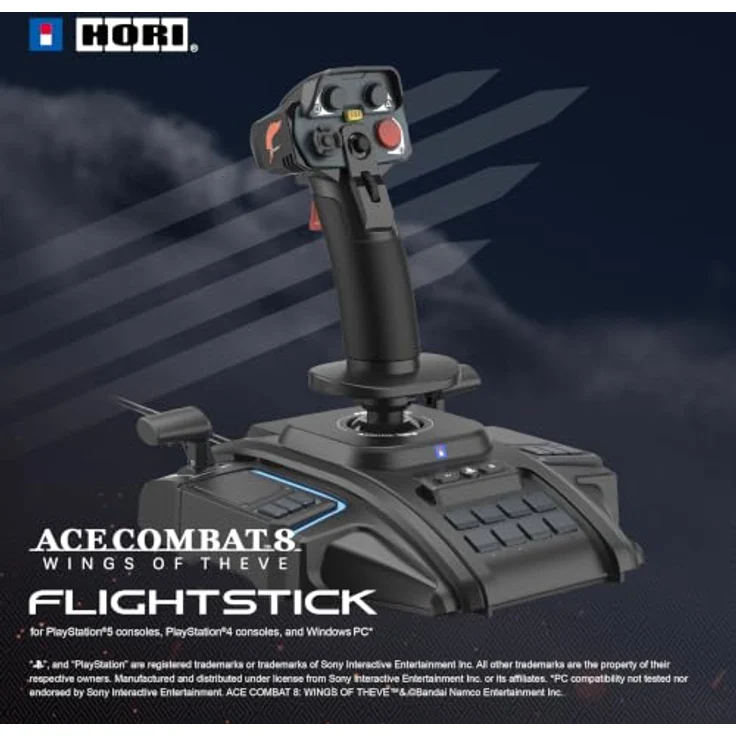 HORI Ace Combat 8: Wings of Theve, kabelgebundener Flugsimulator-Controller mit Hall-Effekt-Sensoren, zwei Gas- und Bremshebeln, dedizierter High G Mode-Taste, schwarz, für Sony PlayStation 5 – Bild 2