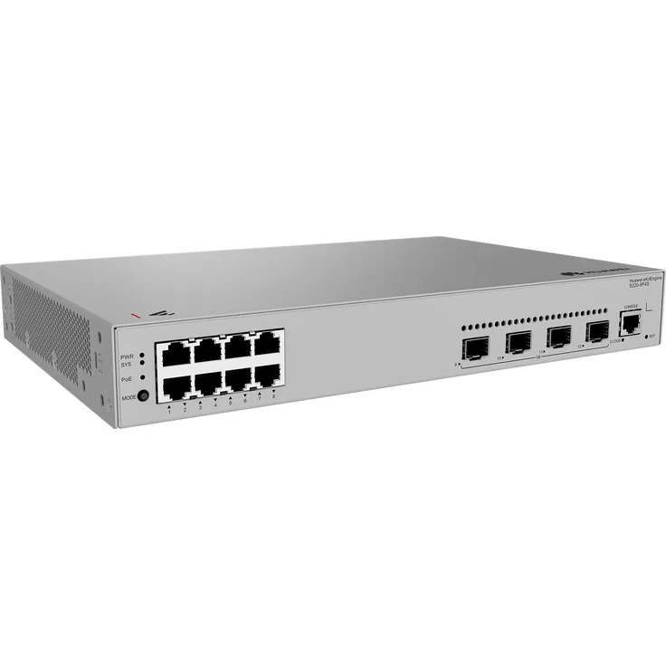 Huawei S220-8P4S, Netzwerk Switch mit 8x10/100/1000BASE-T PoE+ Ports, 4xGE SFP, 125W, grau