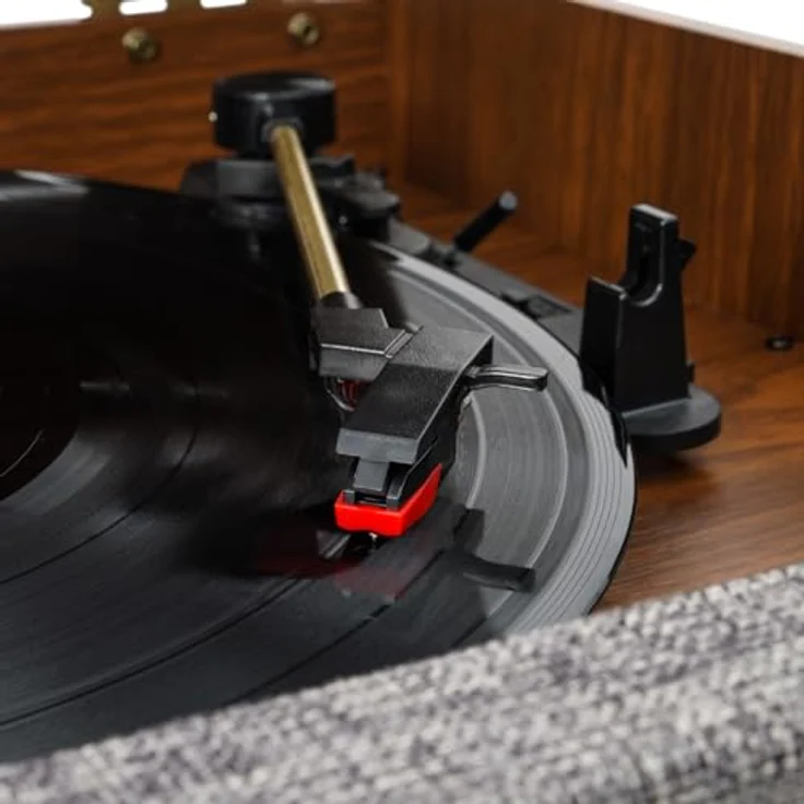 Victrola The Century 6-in-1 Music Center, Plattenspieler mit Bluetooth, CD-Player, Kassettendeck und UKW-Radio, braun – Bild 5